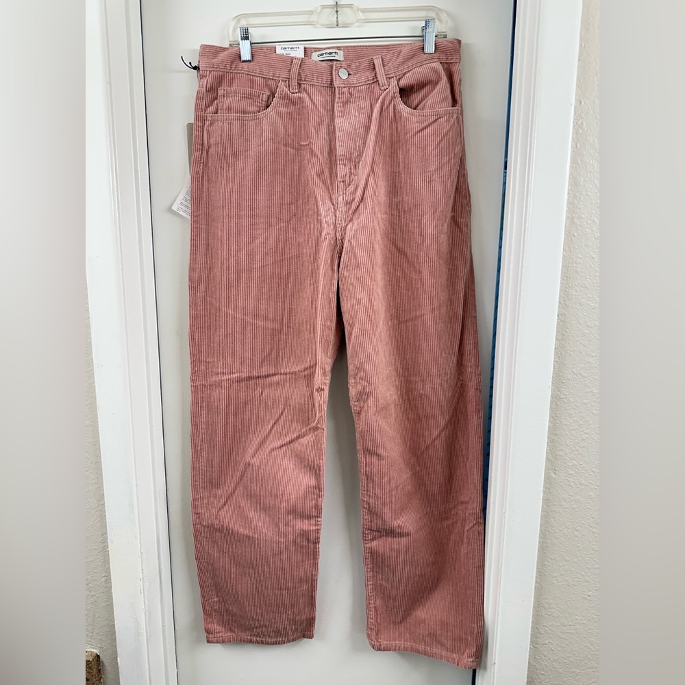 NWT Carhartt Mens Pink Corduroy 8 wales Pants Cotton vintage work straight relax